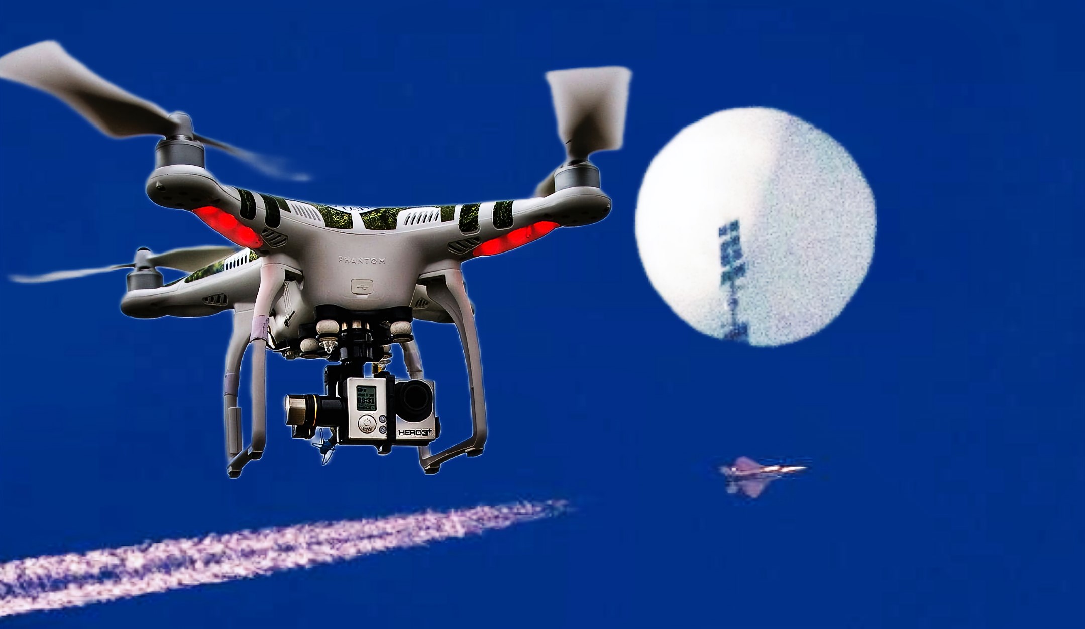 Photo edit for Chinese spy balloon and 2019-2020 Colorado drone. Credit: Alexander J. Williams III/Popacta